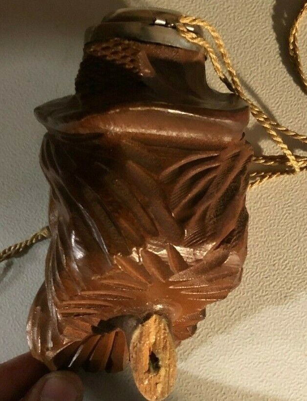 VINTAGE Wooden Flask Carved Old Man Face With Beard With Rope Connected Classic