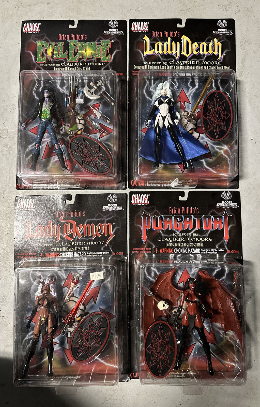 1997 Moore Lady Death Evil Ernie Purgarory Demon Action Figure Set Deli Pinup