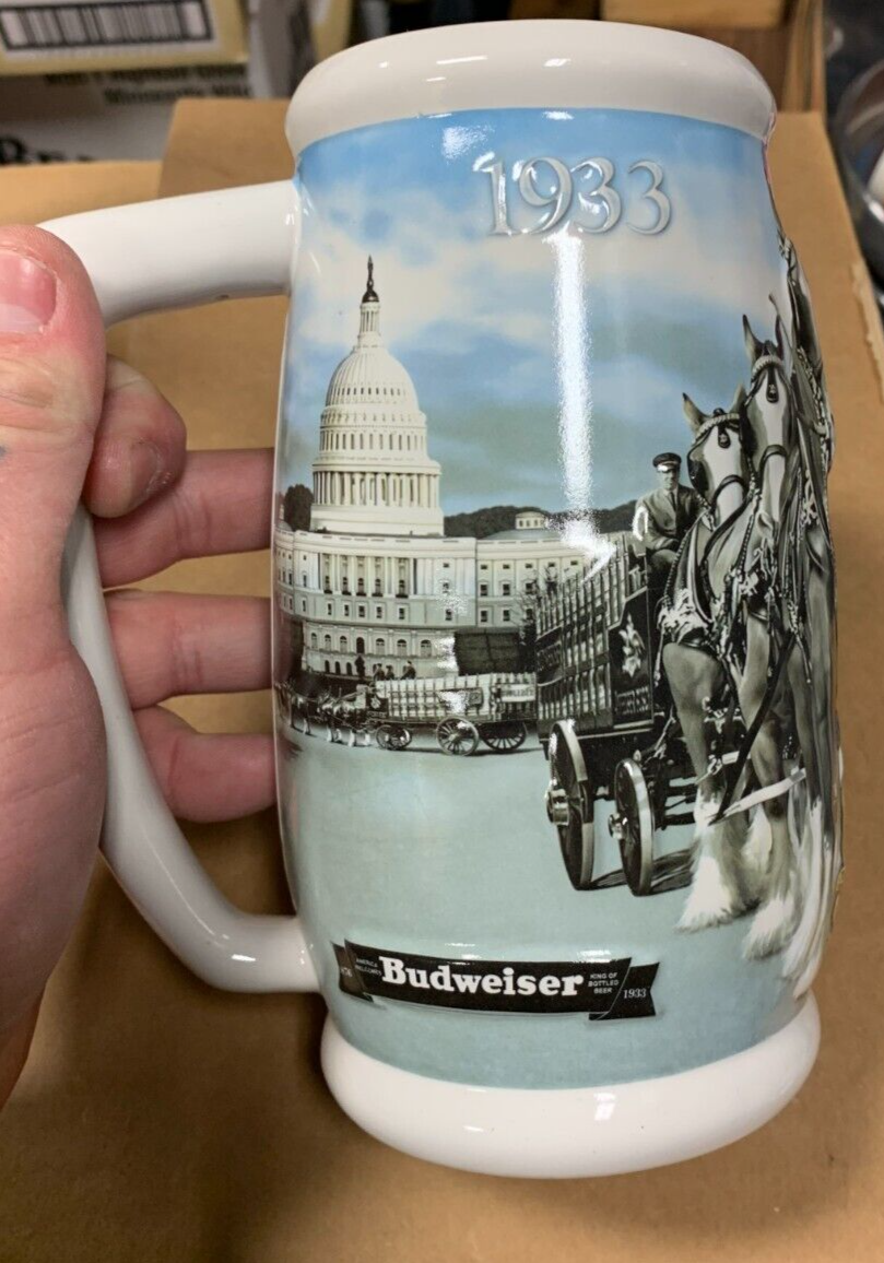 Budweiser 2008 Holiday Stein NIB Anniversary w/ COA 75 Years Of Proud Tradition