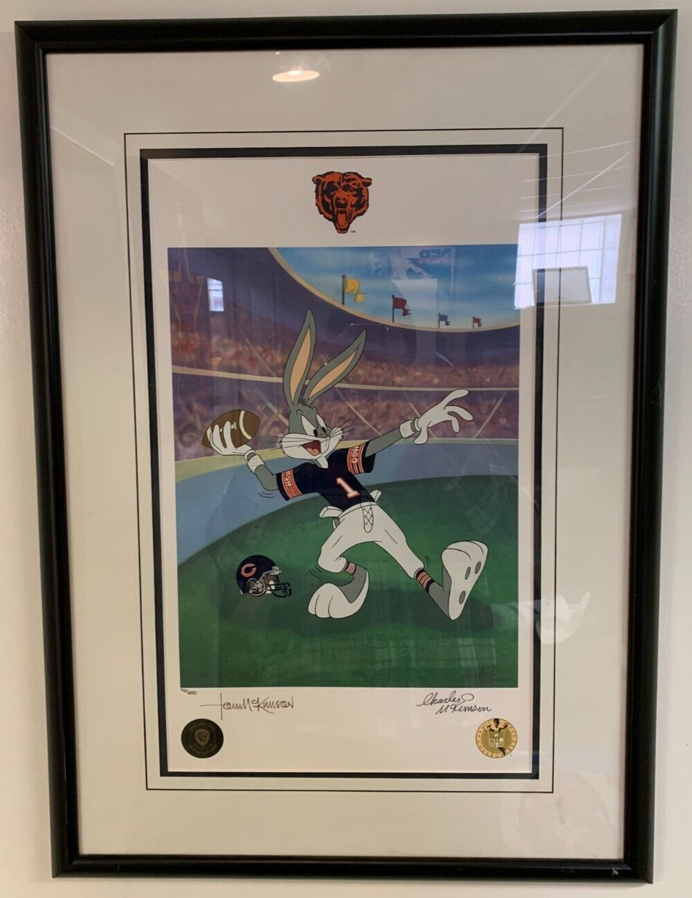 FRAMED "The Hail Mary" Bugs Bunny S&N W/ COA Tom & Charles Mckimson Warner Bros.