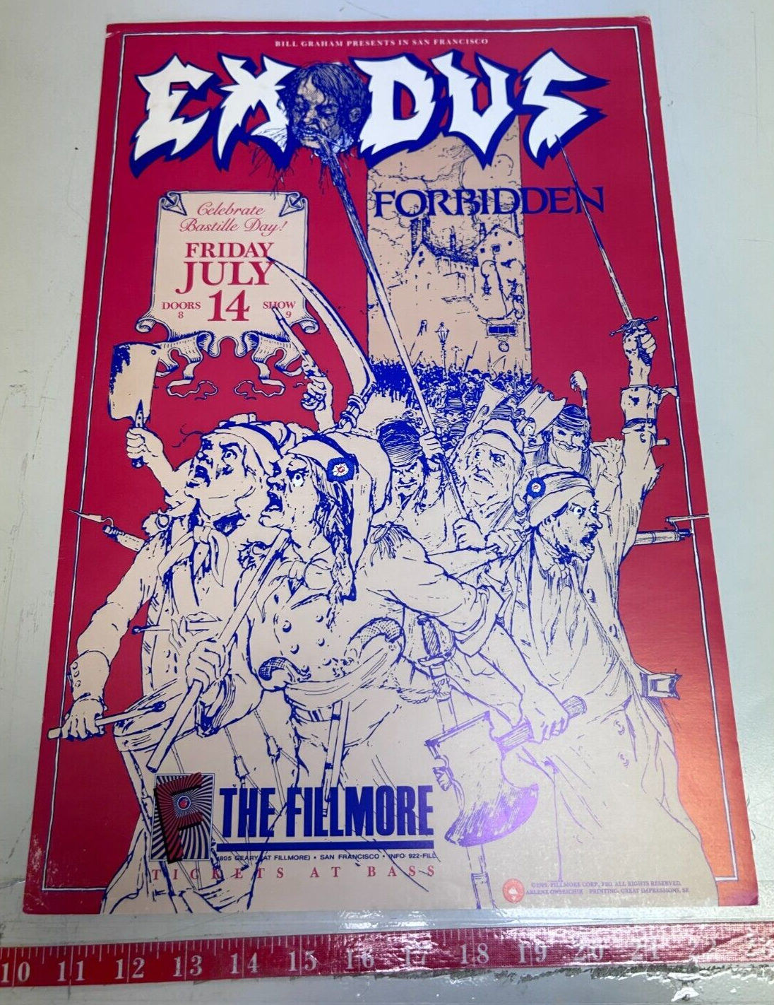 Arlene Owseichik - 1989 - Exodus Concert Poster @ Fillmore BGP Thrash Metal