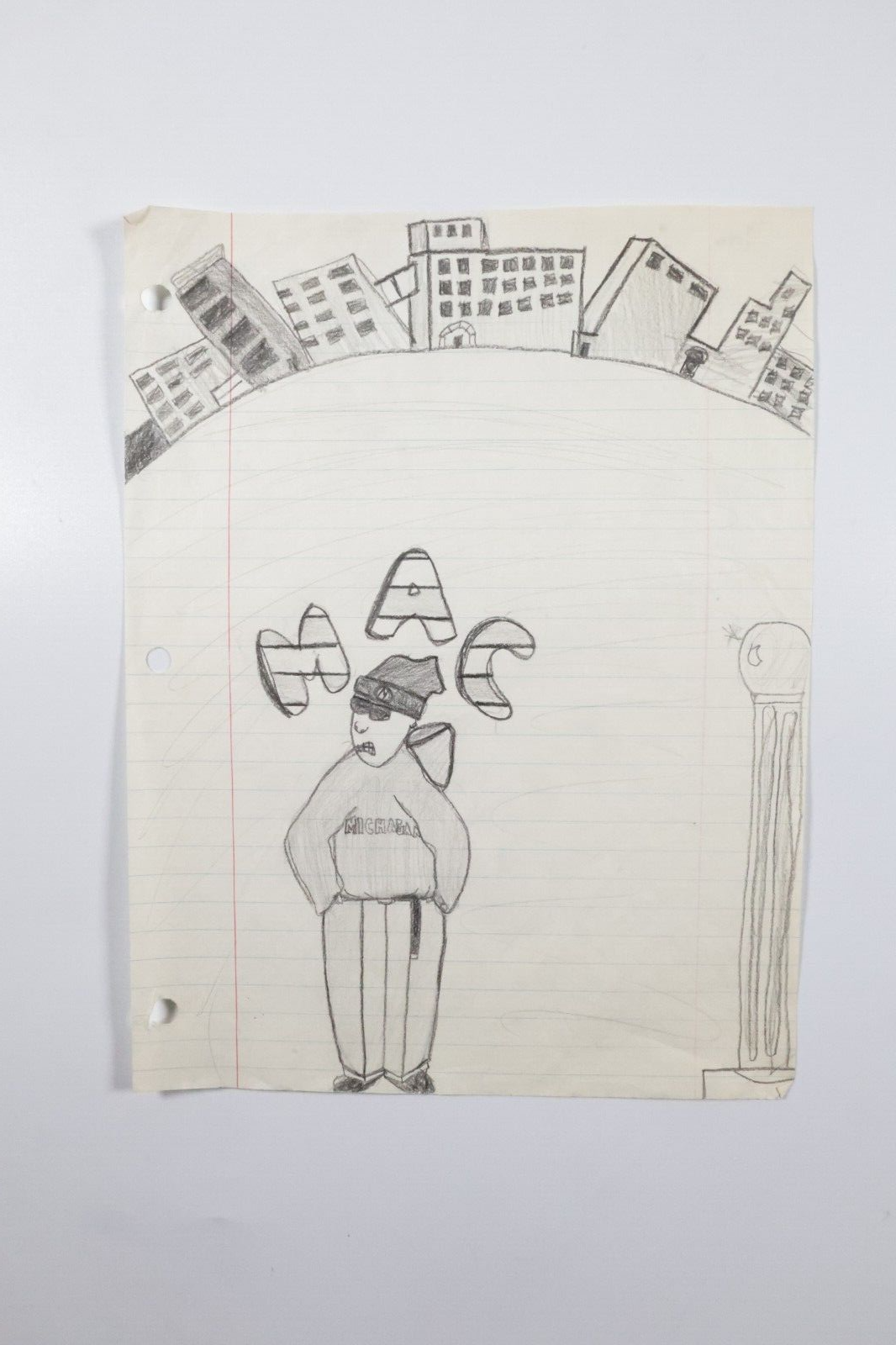 EYEDEA ARCHIVE- Childhood Hand Drawn Artwork "Mac" The rapper Detroit City Scape