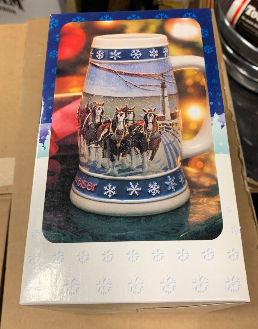 Budweiser 1995 Holiday Stein NIB "Lighting The Way Home" Clydesdales KOB