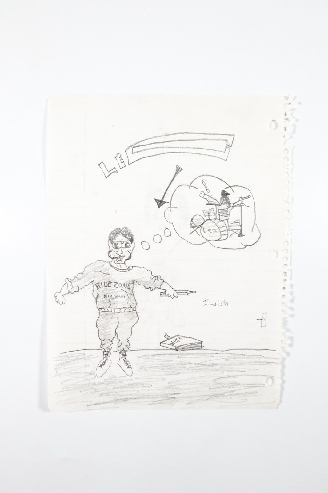 EYEDEA ARCHIVE- Hand Drawn Childhood Artwork "Dream to be a Rock star" Drummer