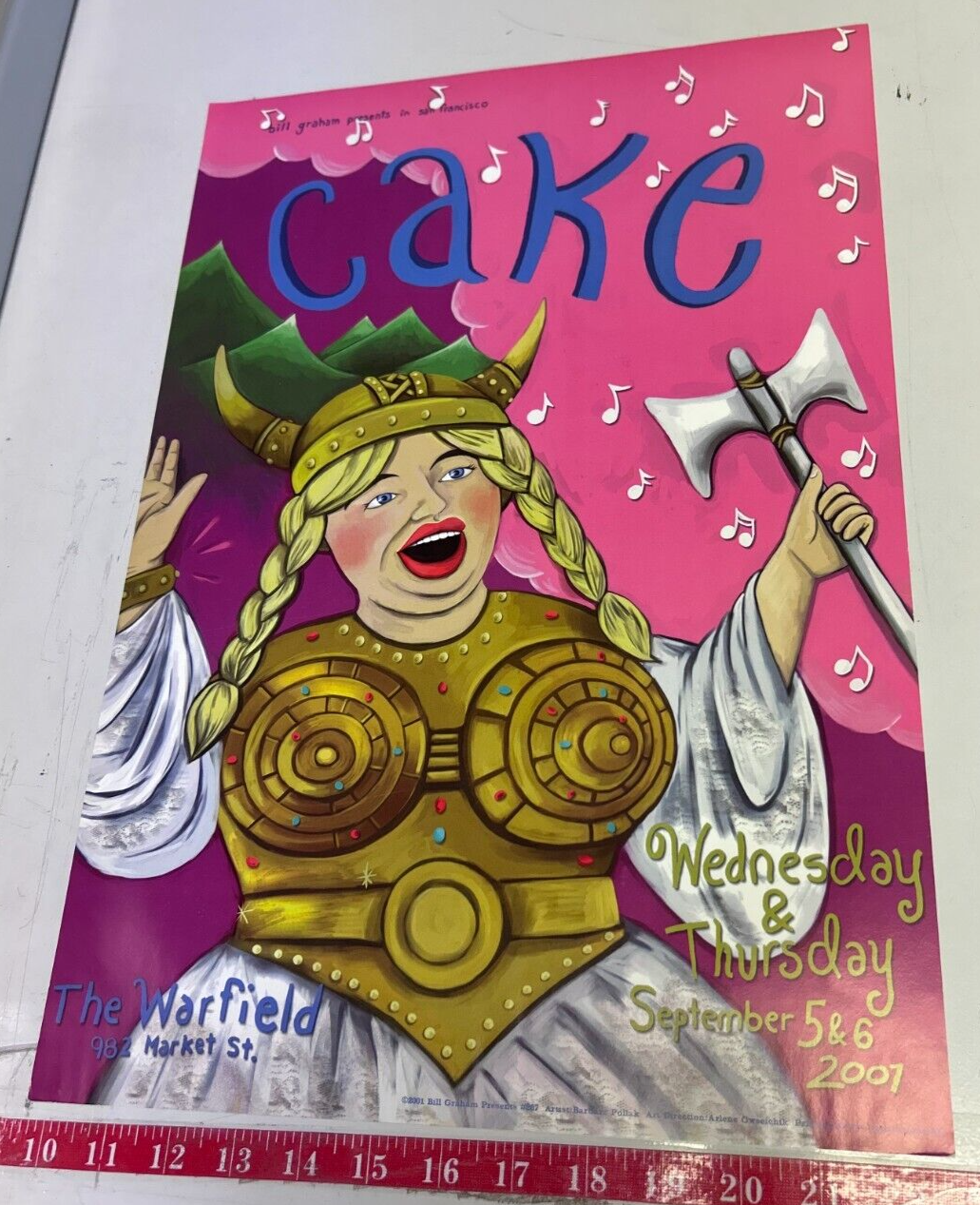 Barbara Pollack - 2001 - Cake Concert Poster @ Warfield Theatre Bill Graham