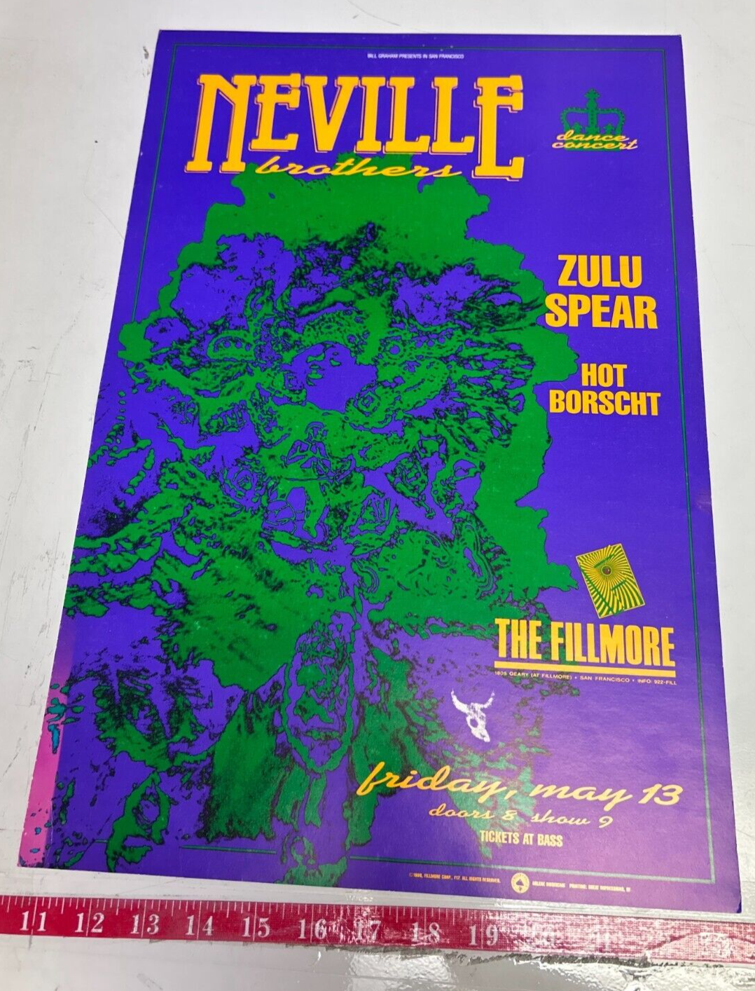 Arlene Owseichik - 1988 - The Neville Brothers Concert Poster @ The Fillmore BGP