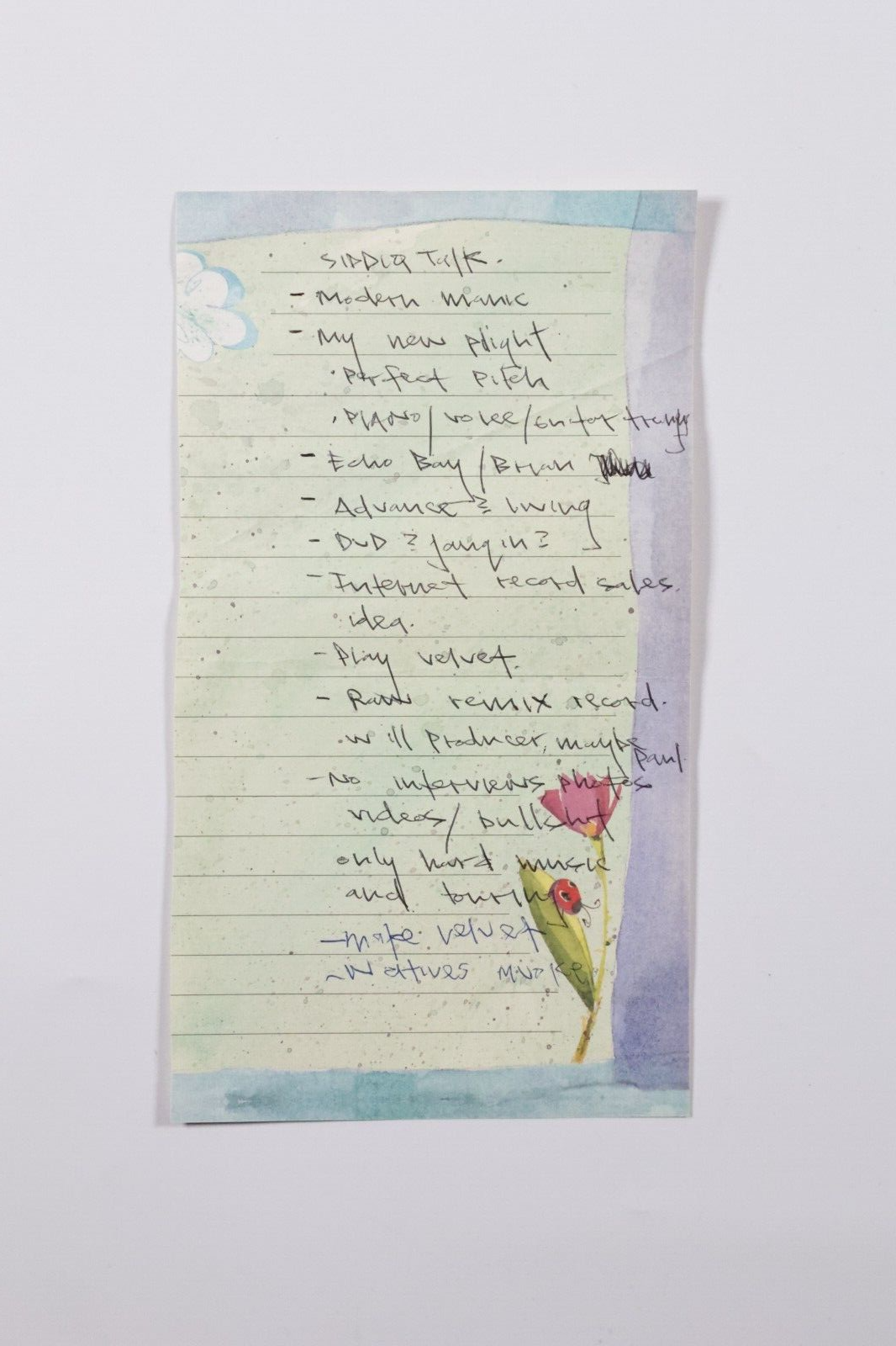 EYEDEA ARCHIVE- Hand Written Notes/ Eyedeas Ideas- Modern Manic OOAK Velvet