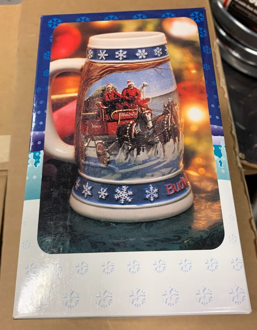 Budweiser 1995 Holiday Stein NIB "Lighting The Way Home" Clydesdales KOB