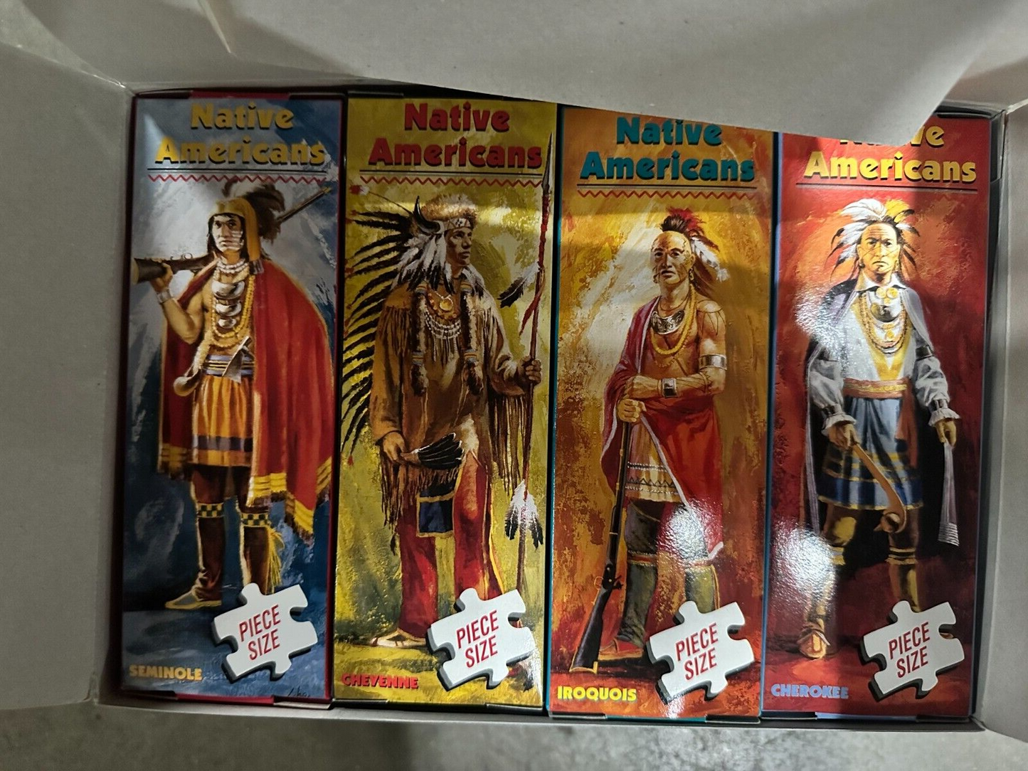 BOX OF 4 Native Americans 100 Piece Puzzles FX Schmid History 1996 Cherokee