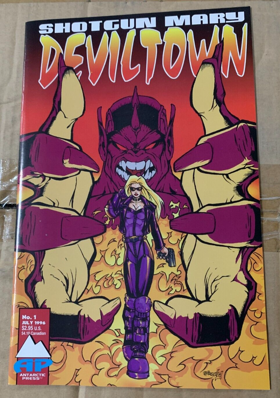 Antarctic Press "Shotgun Mary: Deviltown" #1A (1996) Regular Cover Pete Woods