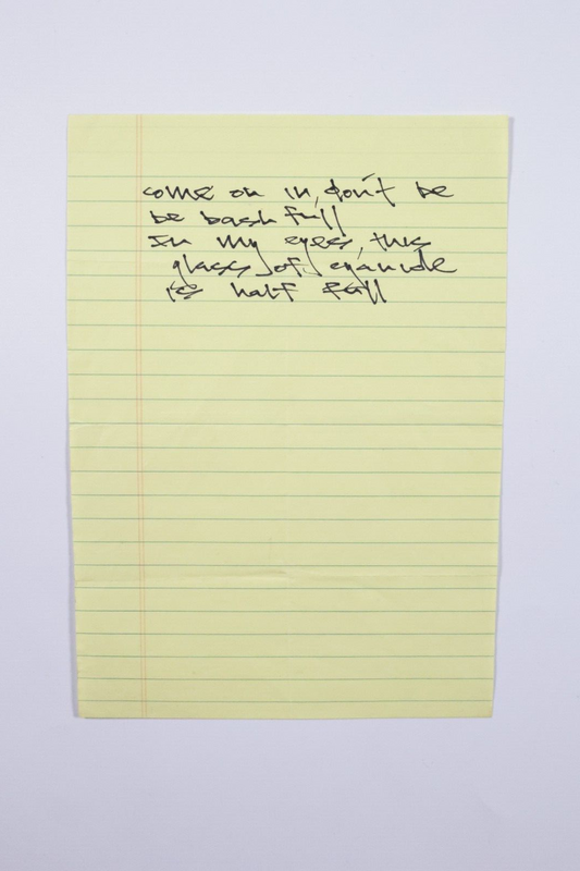 EYEDEA ARCHIVE- Eyedea Handwritten Poetry/Lyrics "Glass Half Full" Yellow Memo