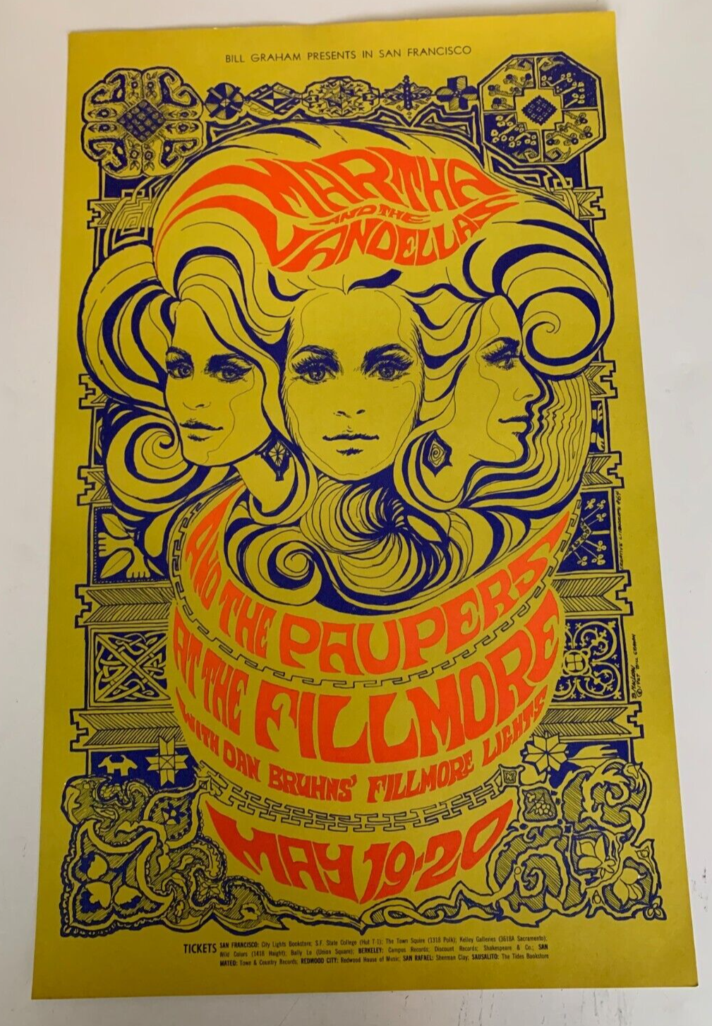 Bonnie MacLean - 1967 - Martha & The Vandellas Concert Poster OP 1st Edition