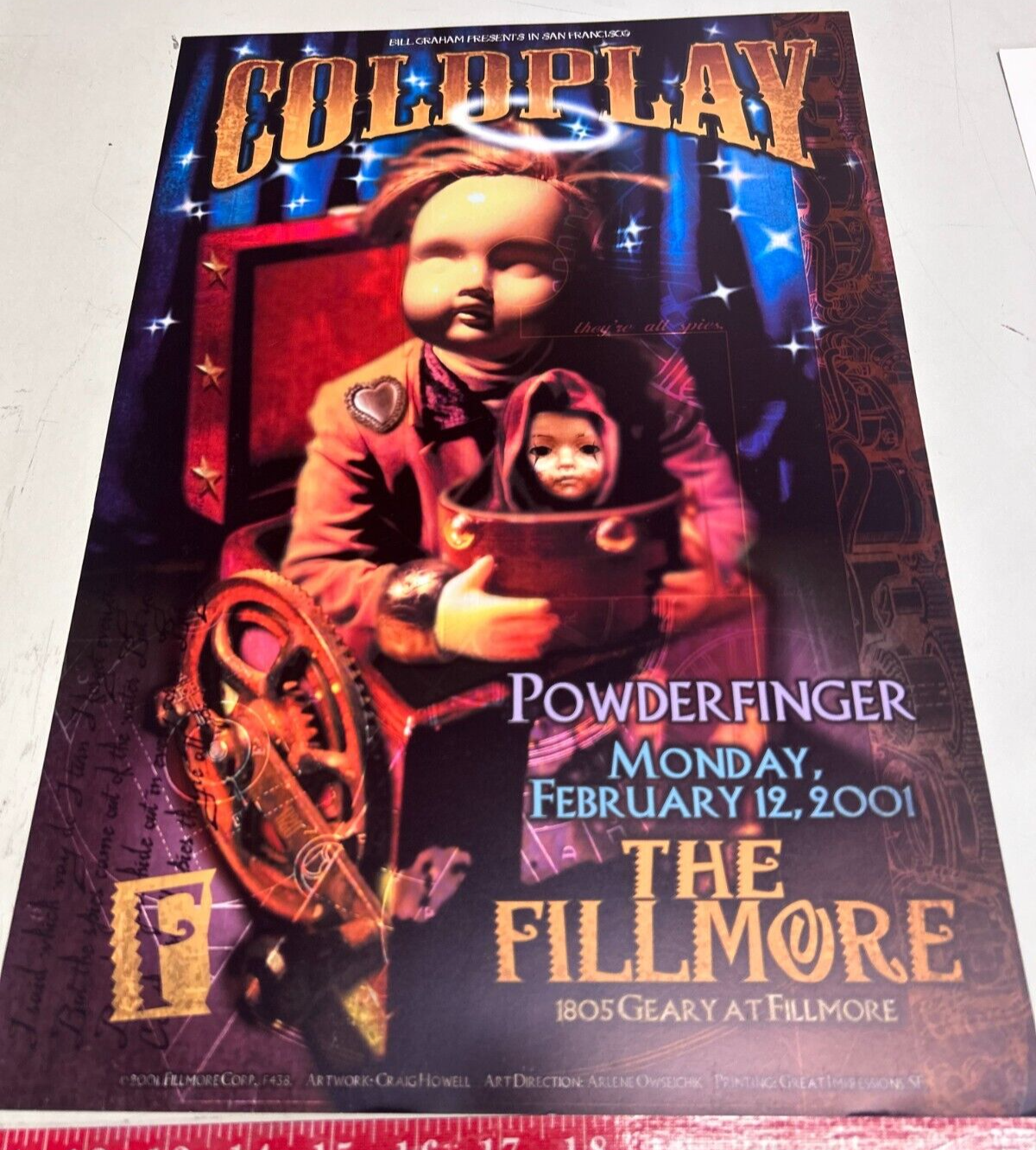 Craig Howell - 2001 - Coldplay Concert Poster @ Fillmore BGP Powderfinger