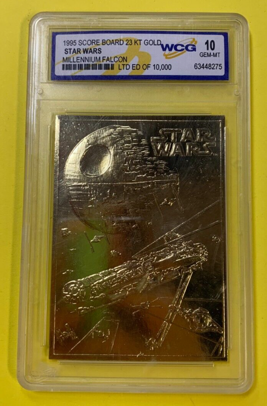 10 GEM MT GRADED 1995 Score Board 23 Karat Gold Star Wars Millennium Falcon