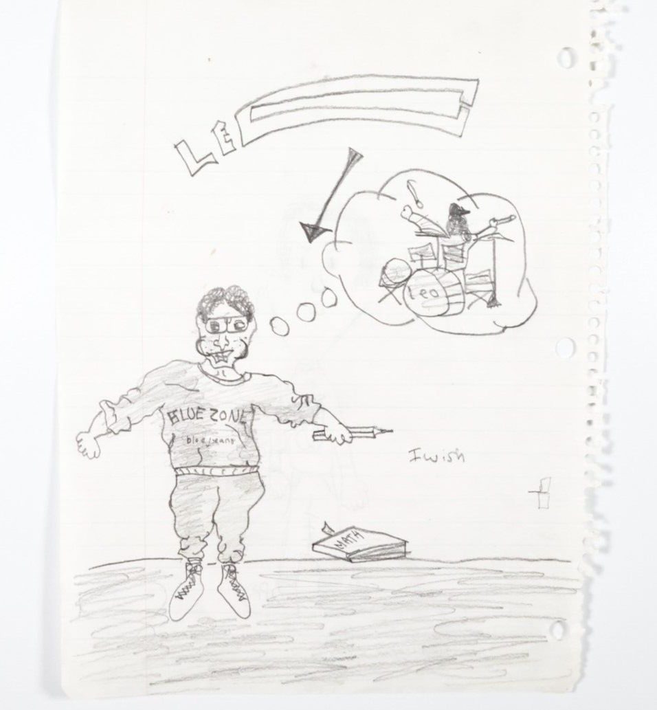 EYEDEA ARCHIVE- Hand Drawn Childhood Artwork "Dream to be a Rock star" Drummer