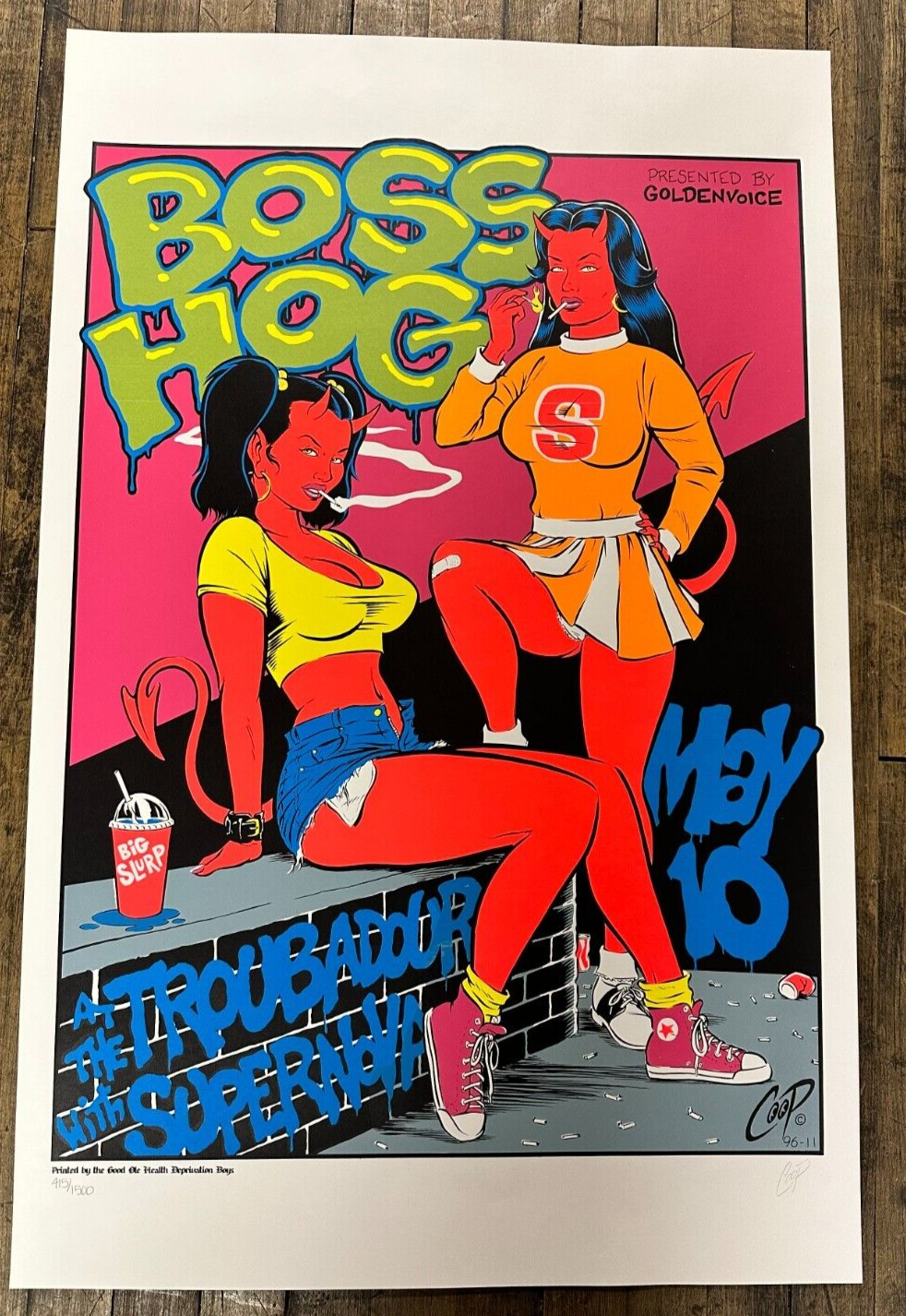 Coop - 1996 - Boss Hog Concert Poster @ The Troubadour S&N Devil Hotties