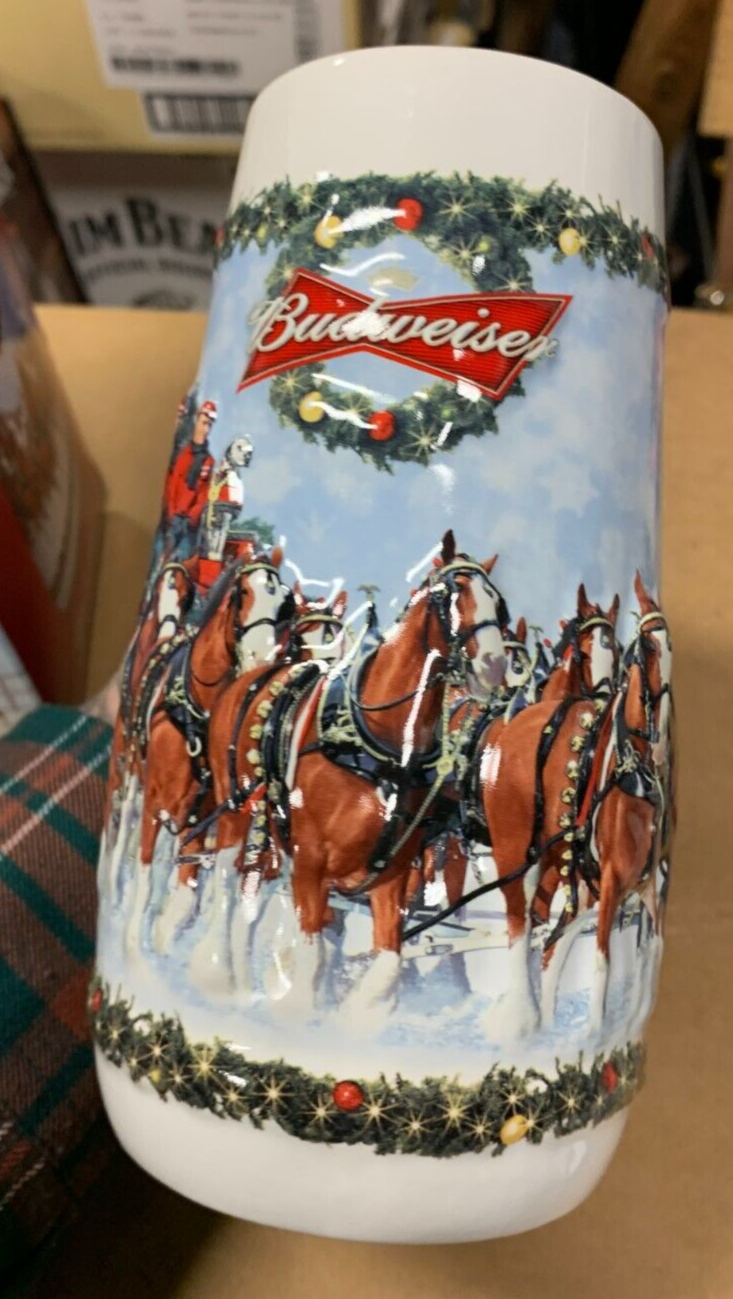 Budweiser 2009 Holiday Stein NIB "A Holiday Tradition" w/ COA Clydesdales Beer