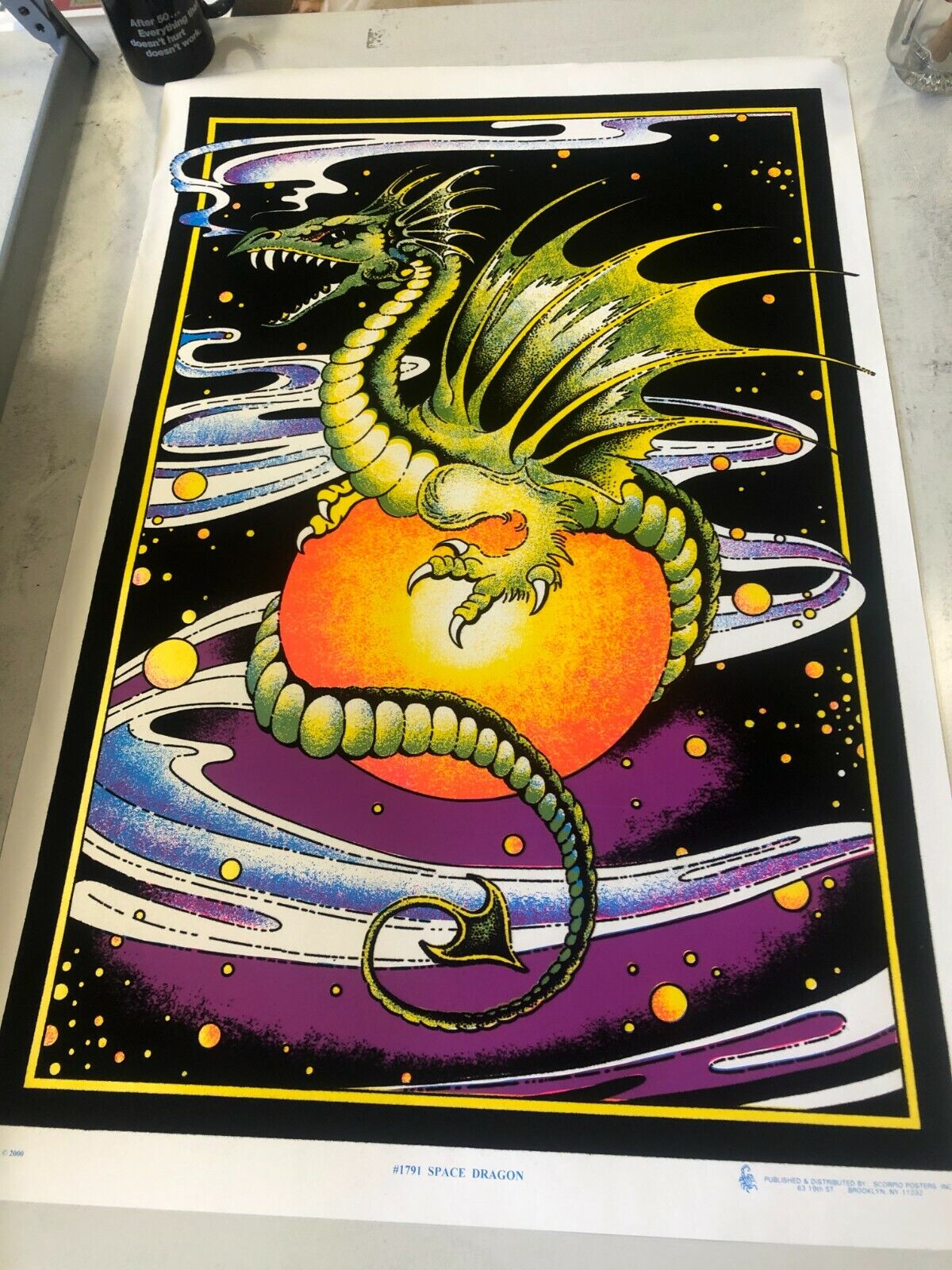 Felt Black Light Poster - 2000 - Space Dragon Scorpio Posters Inc. Fantasy Icons