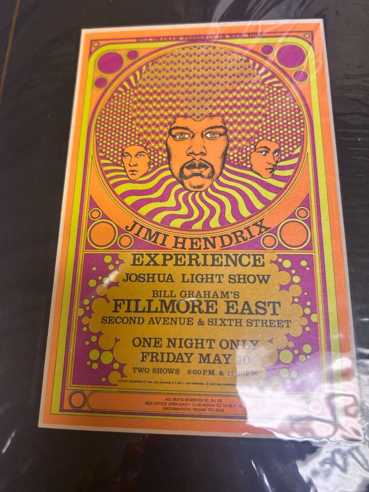 ART ROCK COLLECTIBLE Jimi Hendrix @ Fillmore East W/ COA 1968 Poster Mini Repro