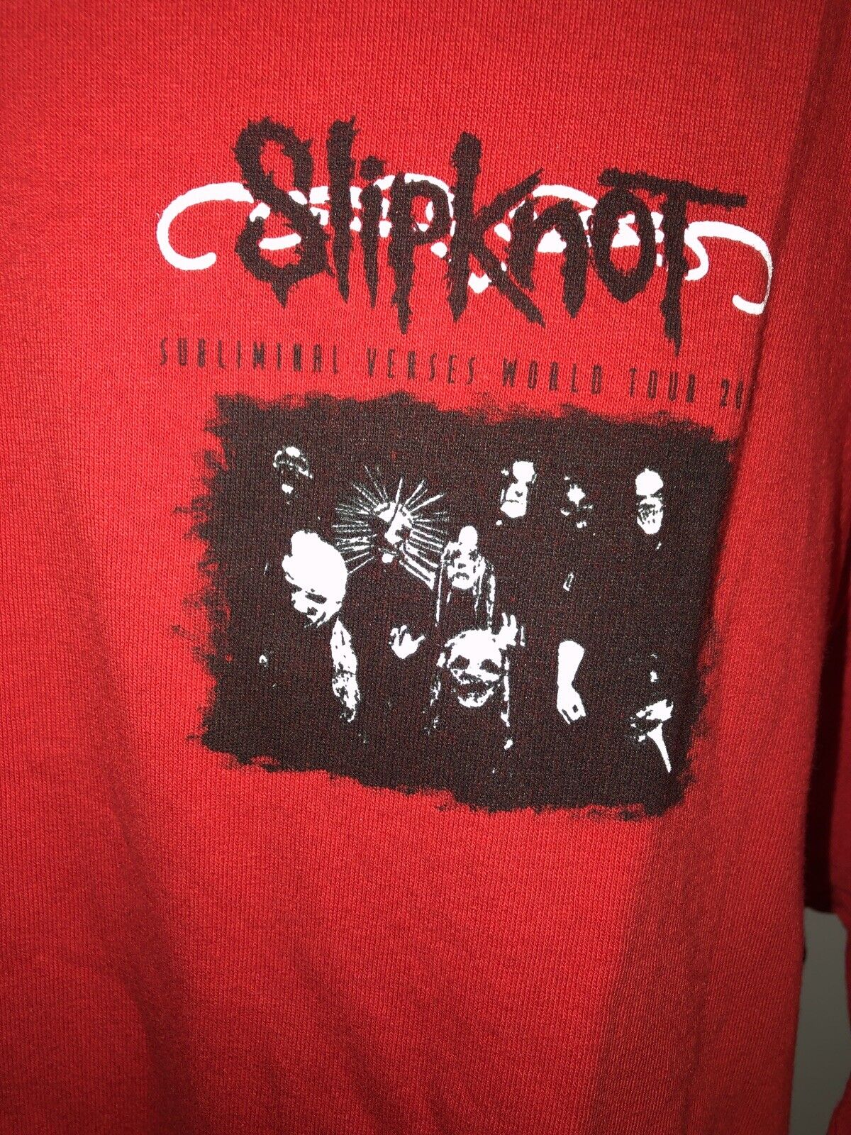 Vintage T Shirt - Slipknot Subliminal Verses World Tour 2005 Size XL Red Comcert