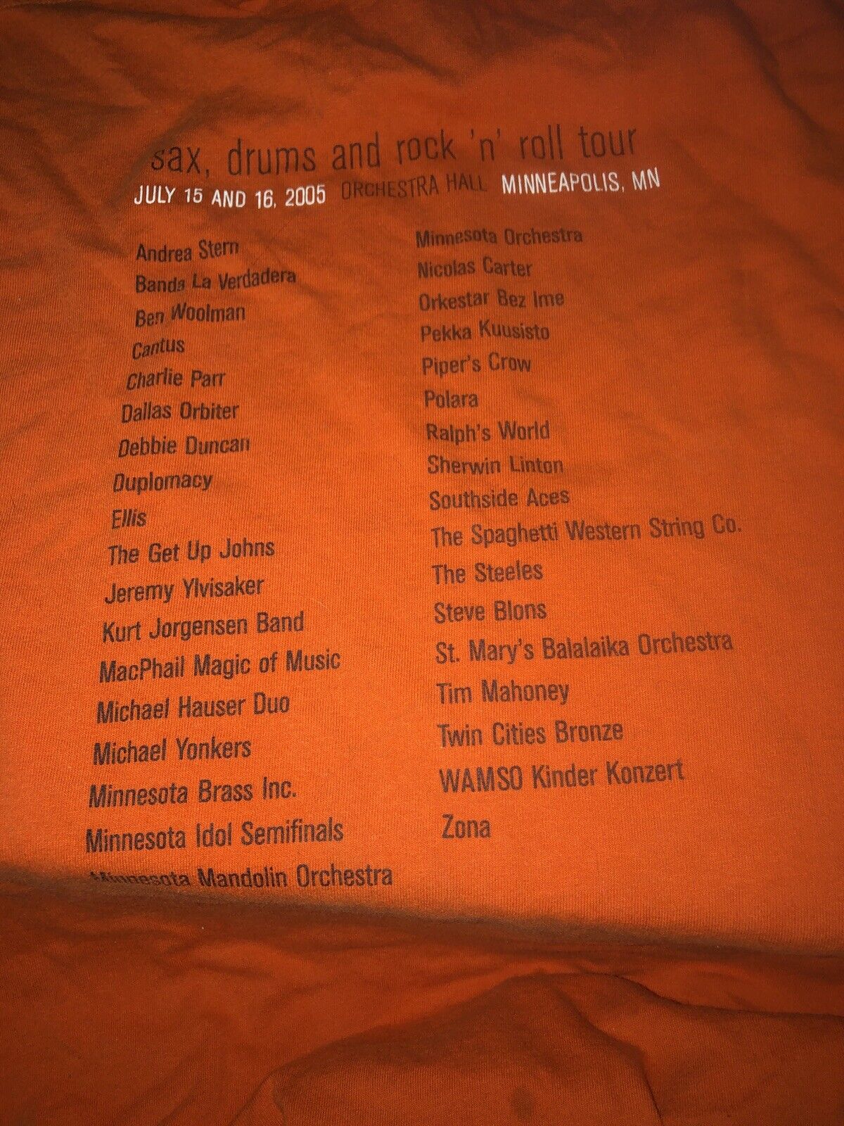 Vintage T Shirt - Marshall Fields Day Of Music Rock N Roll Tour Orange Size XL