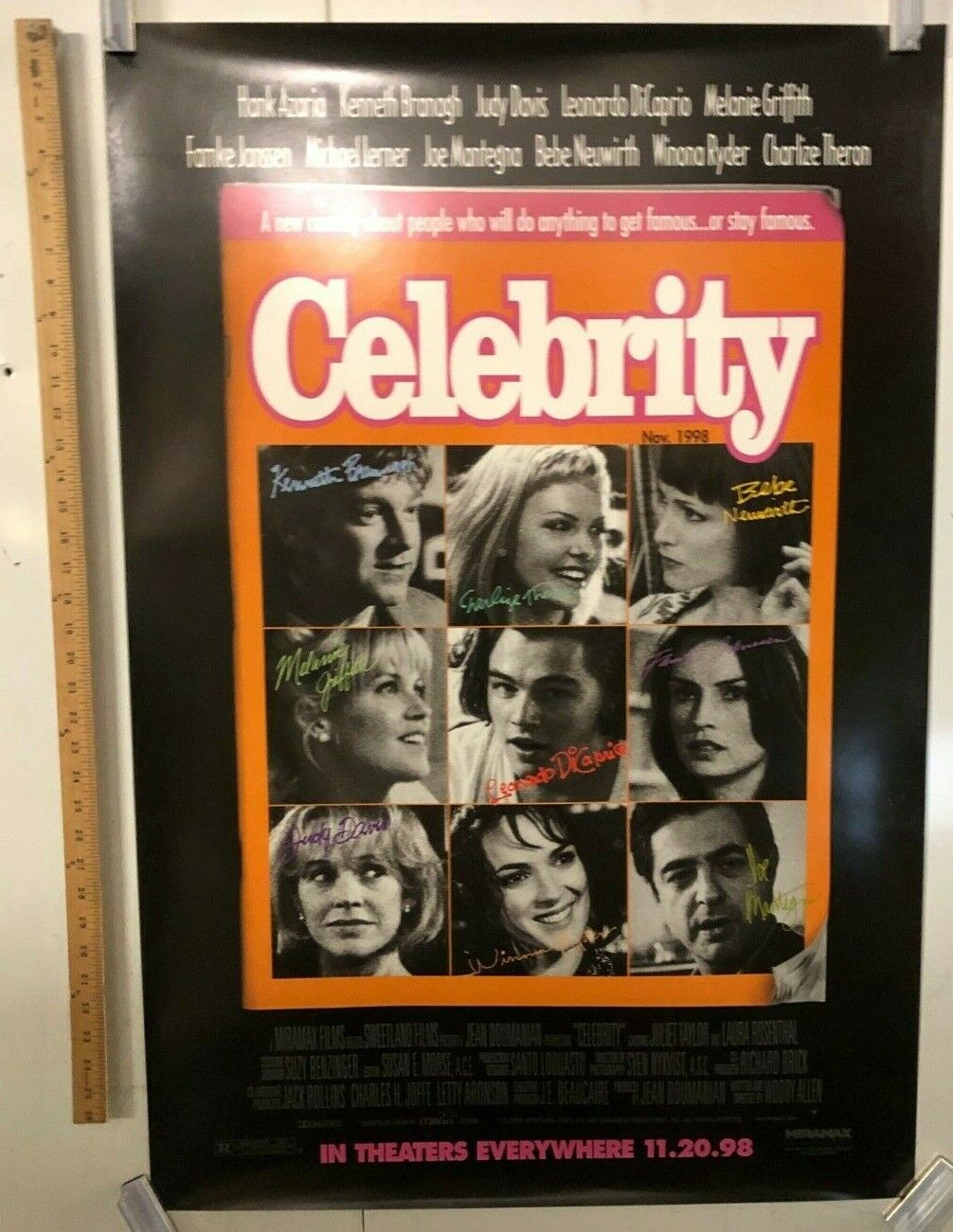 Celebrity Paramount 1998 One Sheet 27 X 41 Comedy Movie Poster Dicaprio Film