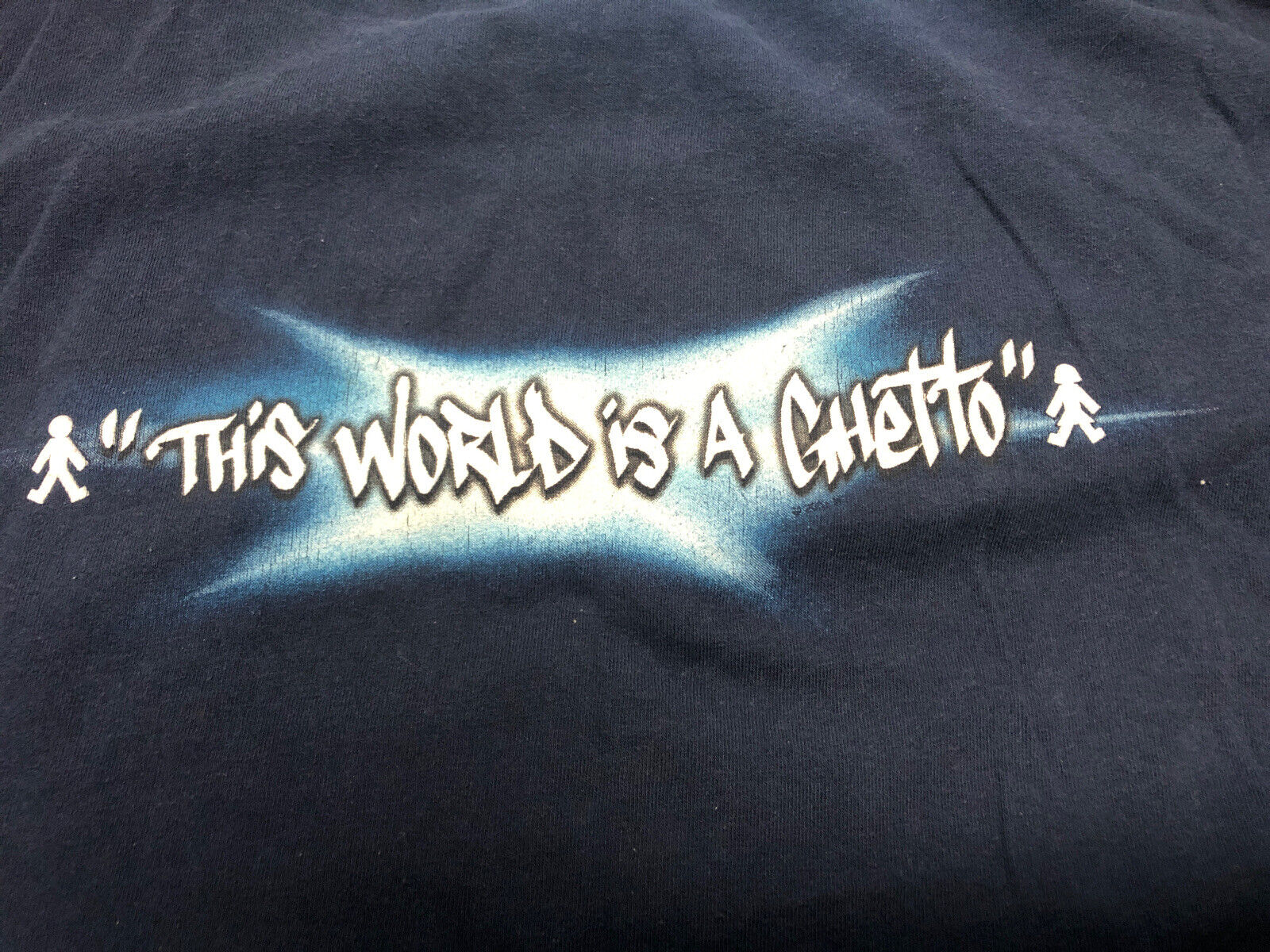 Vintage T Shirt - POD OG This World Is A Ghetto Optima Size XL Navy Blue