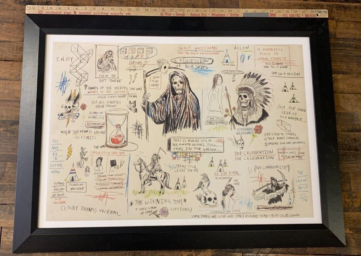 FRAMED "Standing On The Moon" By Wes Lang W/ COA 2013 Tattoo Flash Style ICONIC