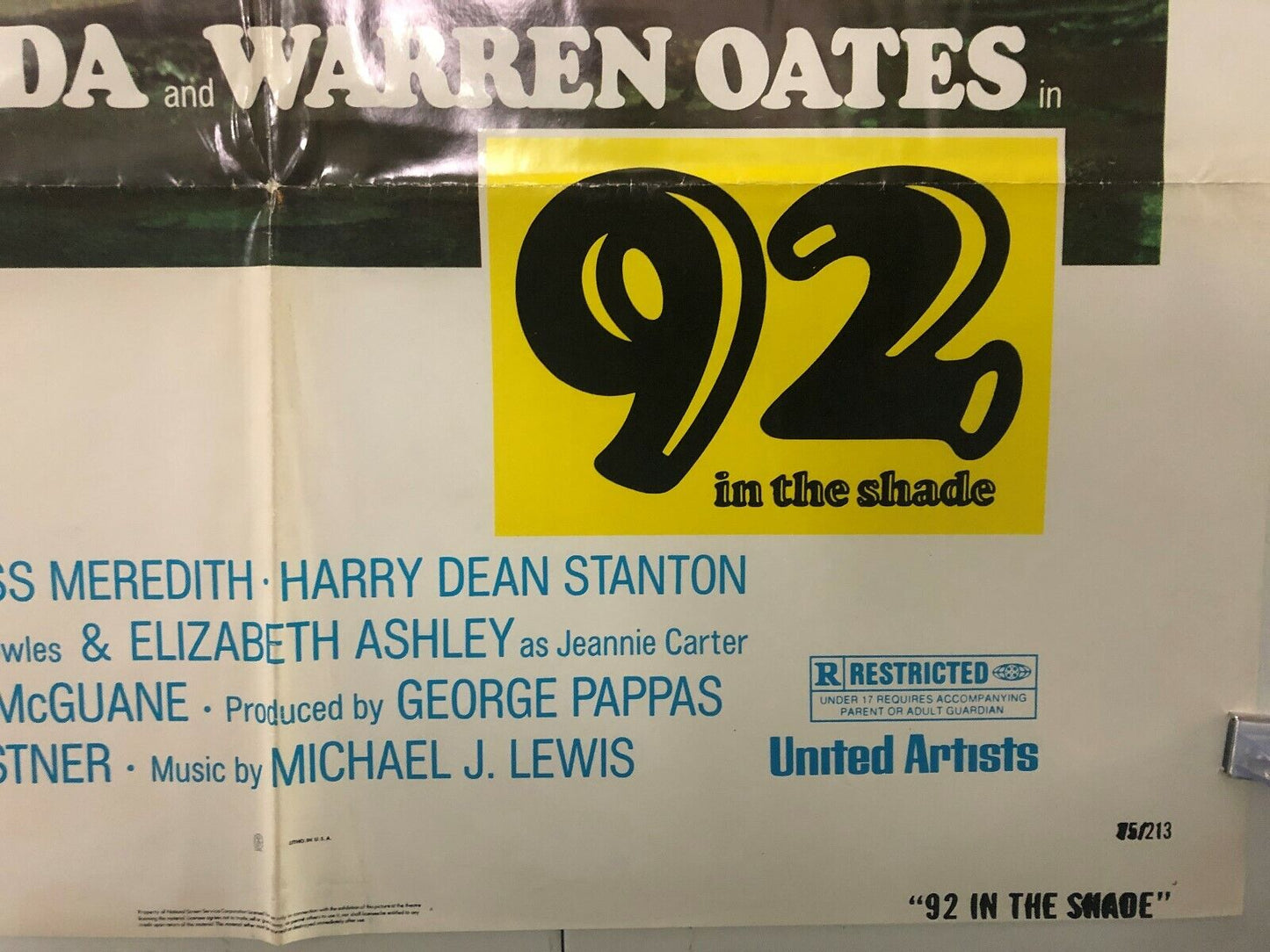 92 in the Shade United Artists 1975 One Sheet 27" X 41" Drama Vintage Poster