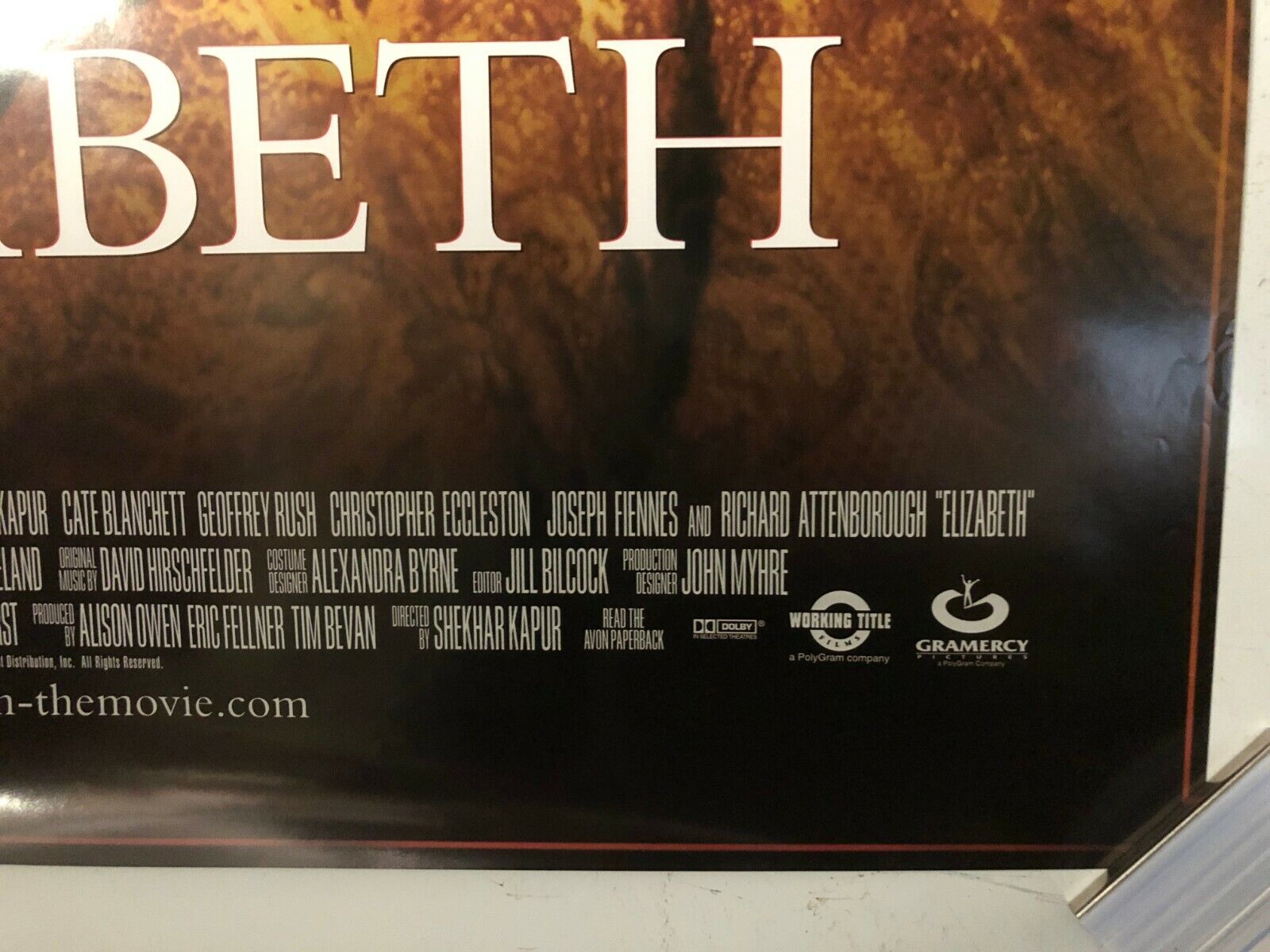 "Elizabeth" Original Movie Promo Poster Cate Blanchett One Sheet 27x40 SS