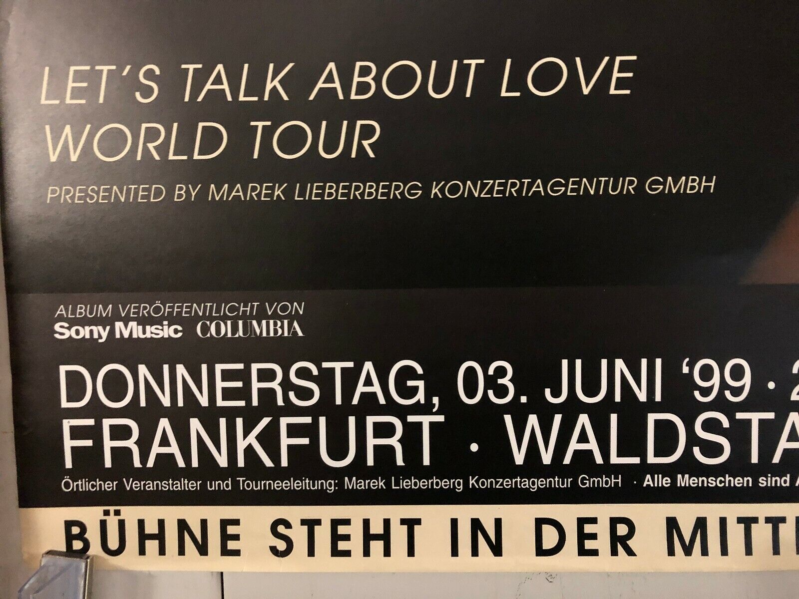 Celine Dion Let's Talk About Love World Tour Poster 1999 In Frankfurt Pop