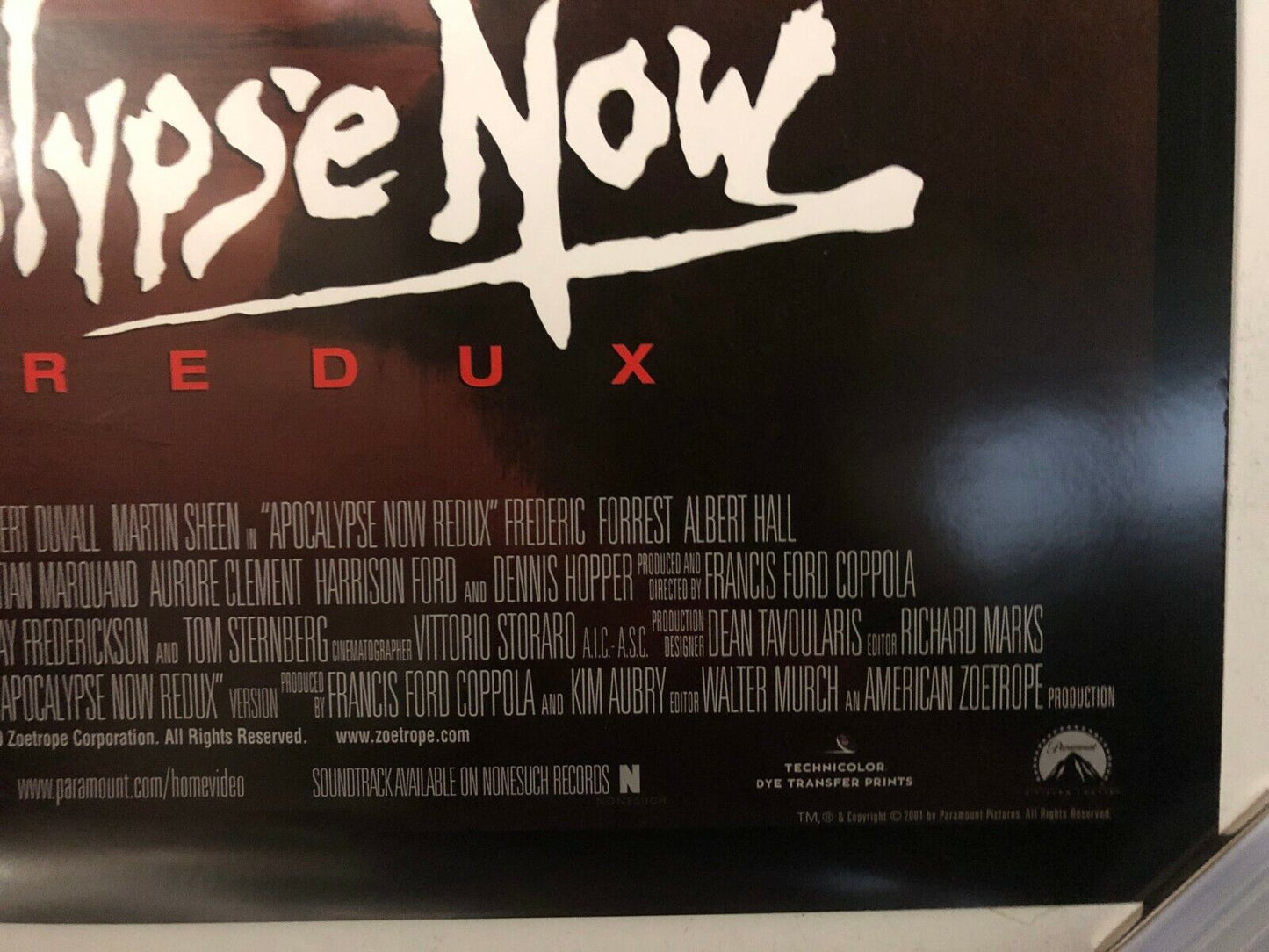 Apocalypse Now Redux Original Movie Theater Promo Poster 2001 Marlon Brando