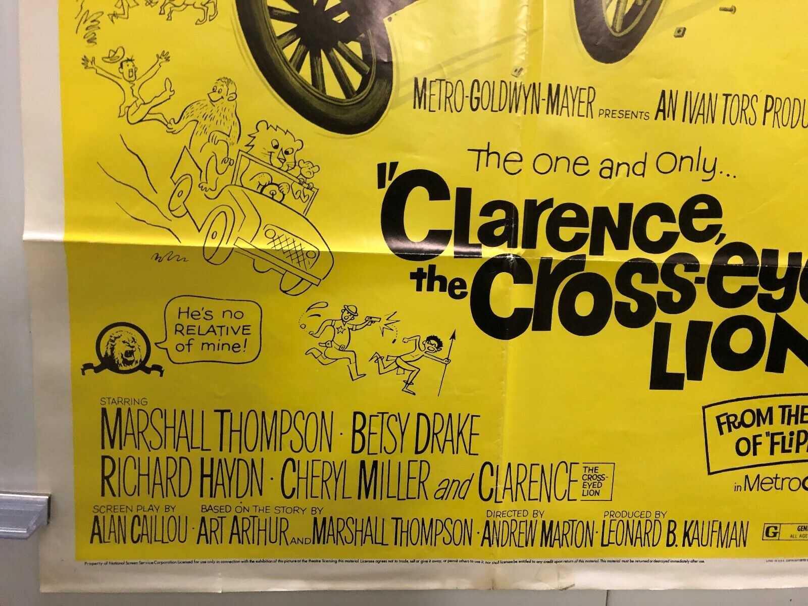 Clarence, the Cross-eyed Lion (MGM, 1965). One Sheet (27" X 41"). Comedy