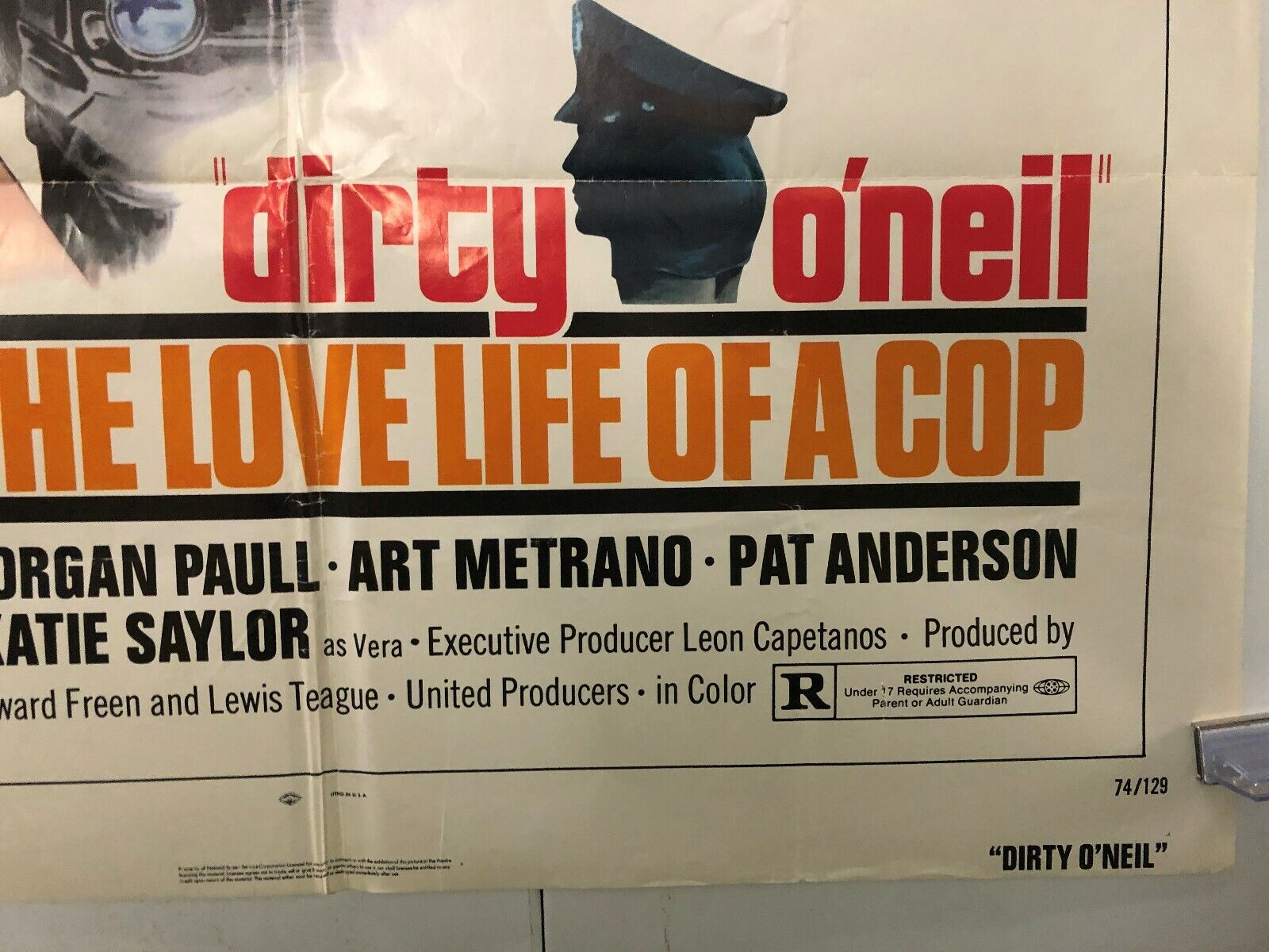 Dirty O'Neill; The Love Life of a Cop United Producers 1974 One Sheet 27x41