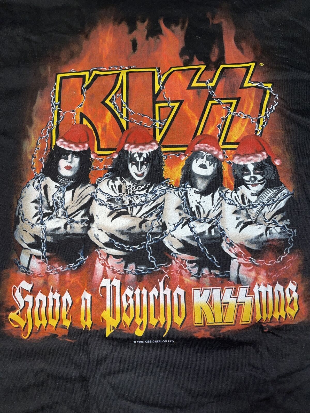 Vintage Rock T Shirt- Have A Merry Kissmass Kiss Band Merch Concert Black Red