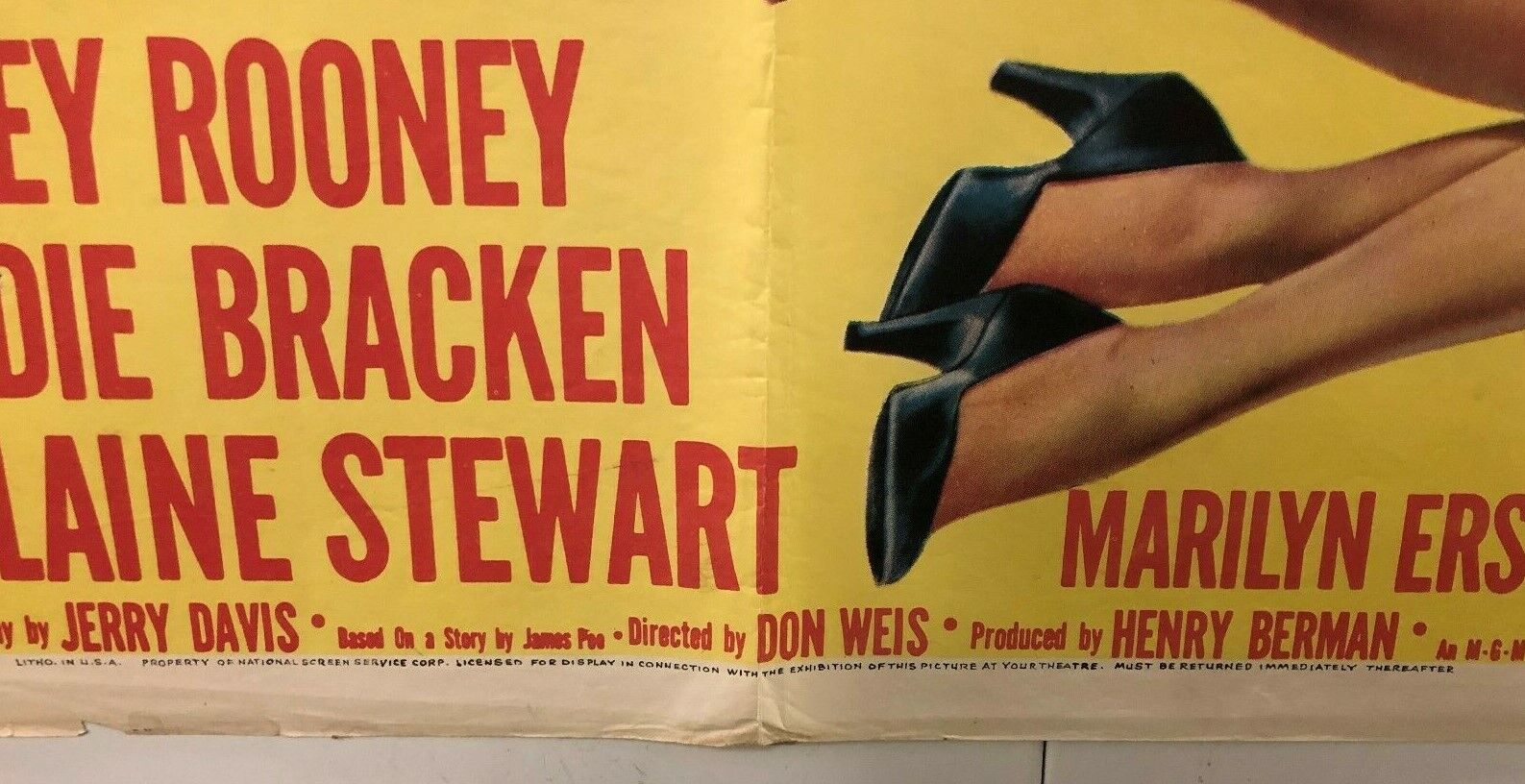 A Slight Case of Larceny MGM 1953 One Sheet 27" X 41" Comedy Mickey Rooney