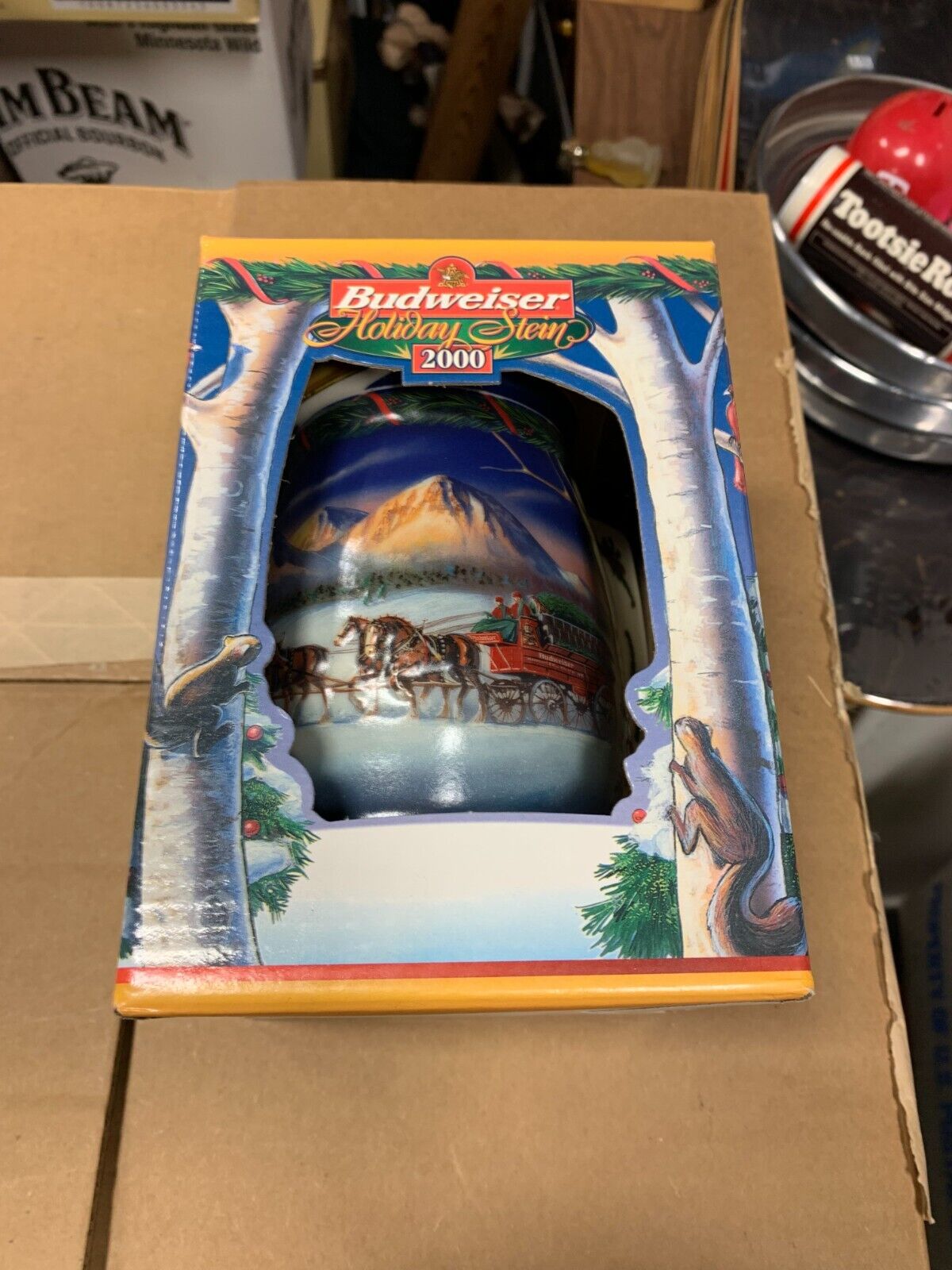 Budweiser 2000 Holiday Stein Y2K "Holiday In The Mountains" New In Box XMAS