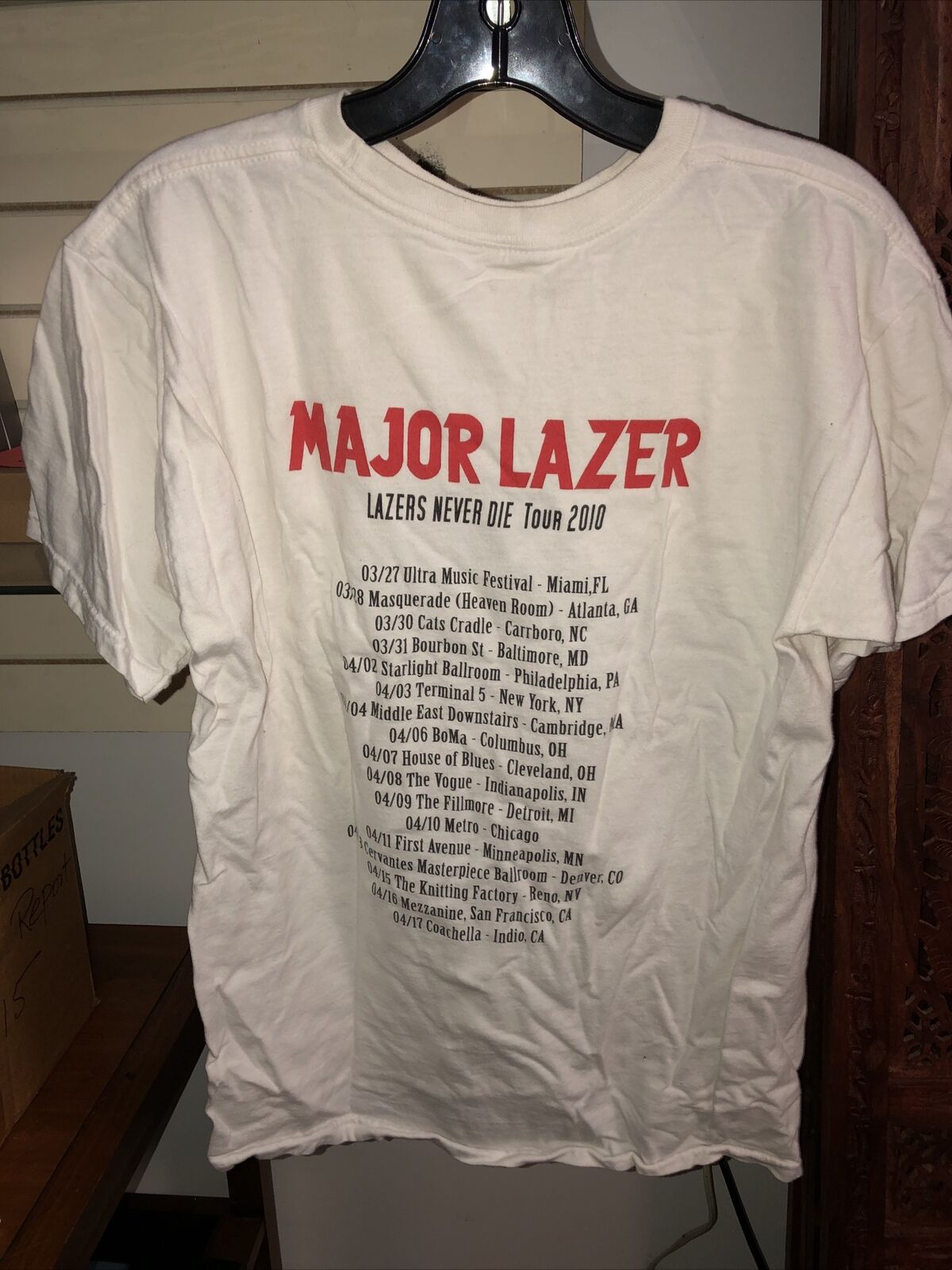 Vintage T Shirt - Lazers Never Die White 2010 Concert Major Lazer Tour Size S