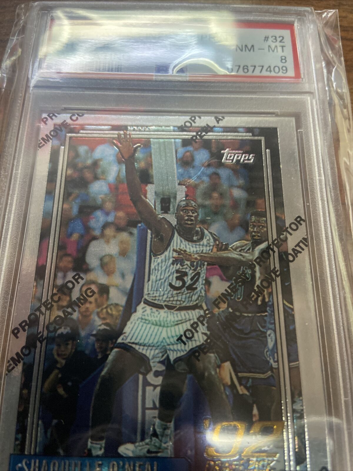 1996 Topps Finest Shaquille O’Neal w/Coating PSA 8 #32 Orlando Magic Shaq Pop 7