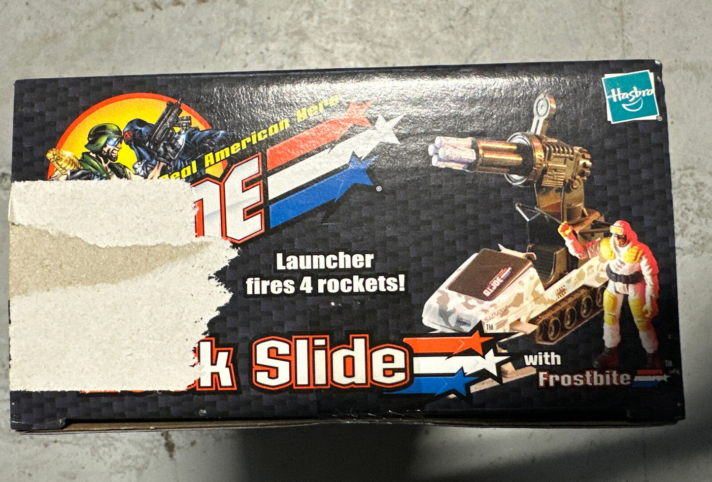 2001 GI JOE VS COBRA ROCK SLIDE VEHICLE FROSTBITE FIGURE FIRING ROCKET LAUNCHER