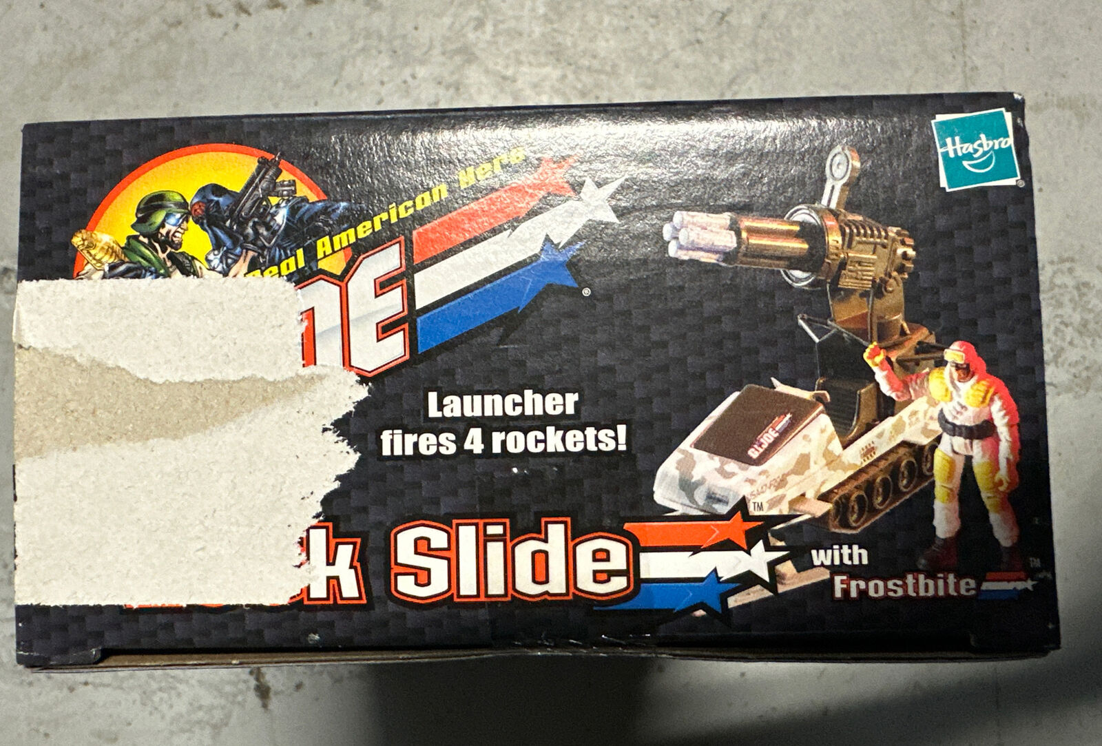 2001 GI JOE VS COBRA ROCK SLIDE VEHICLE FROSTBITE FIGURE FIRING ROCKET LAUNCHER