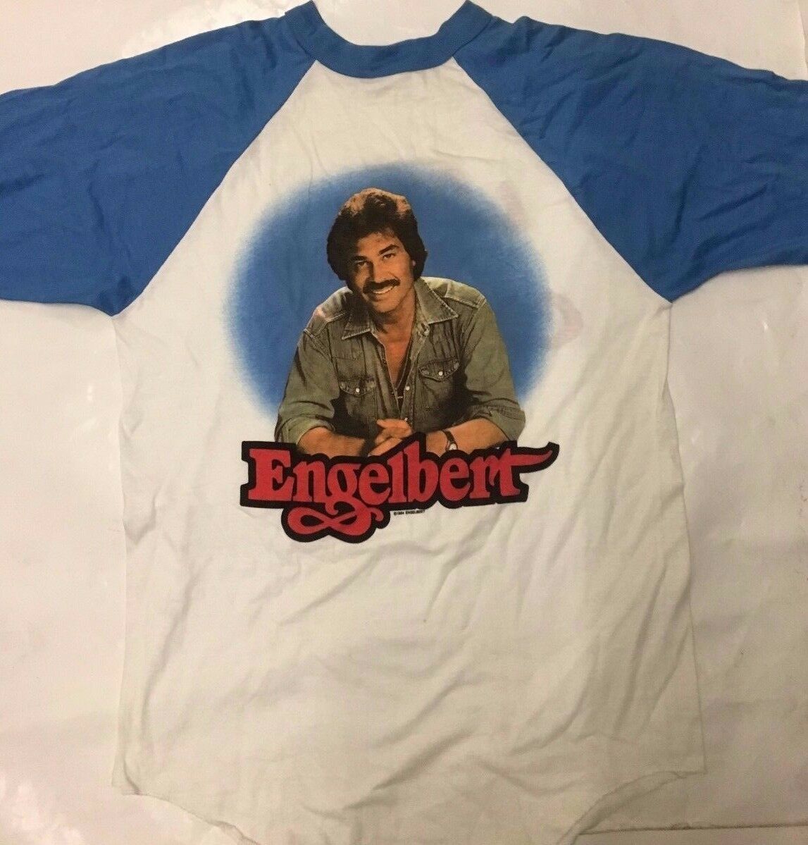 ENGELBERT - 1984- TOUR BASEBALL T-Shirt RARE - LIVE IN CONCERT NICE WHITE XL