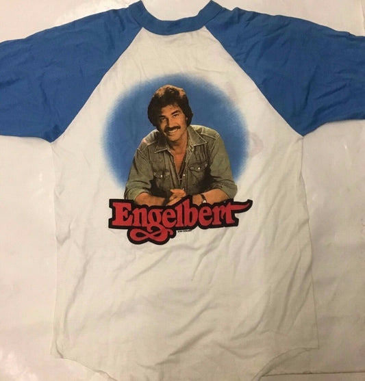 ENGELBERT - 1984- TOUR BASEBALL T-Shirt RARE - LIVE IN CONCERT NICE WHITE XL