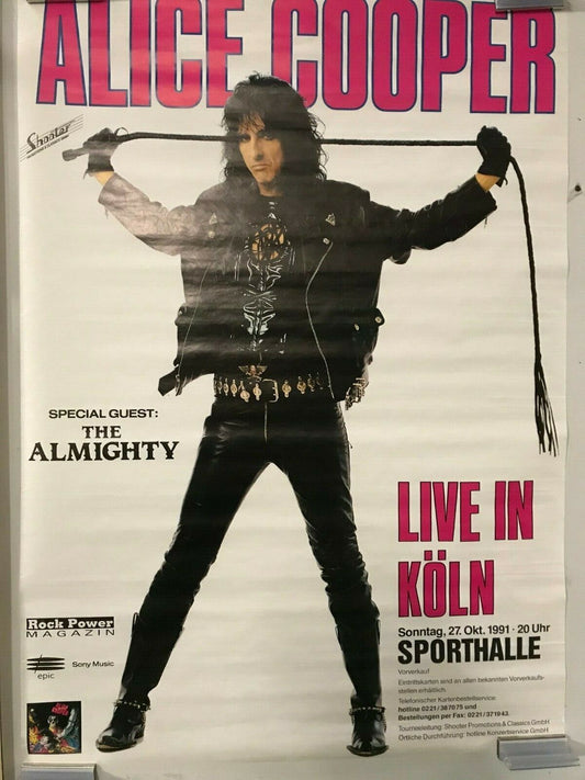 Alice Cooper Live in Köln Vintage Original 1991 Poster The Almighty Rock & Roll