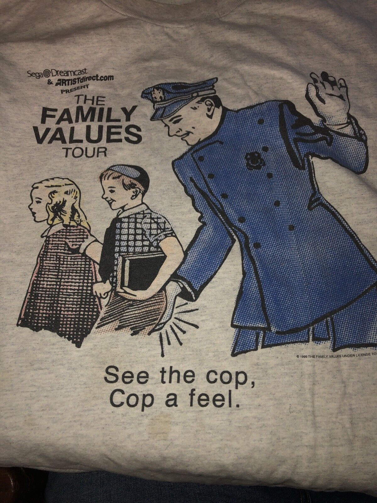 Vintage T Shirt - The Family Values Tour See A Cop, Cop A Feel XL Gray