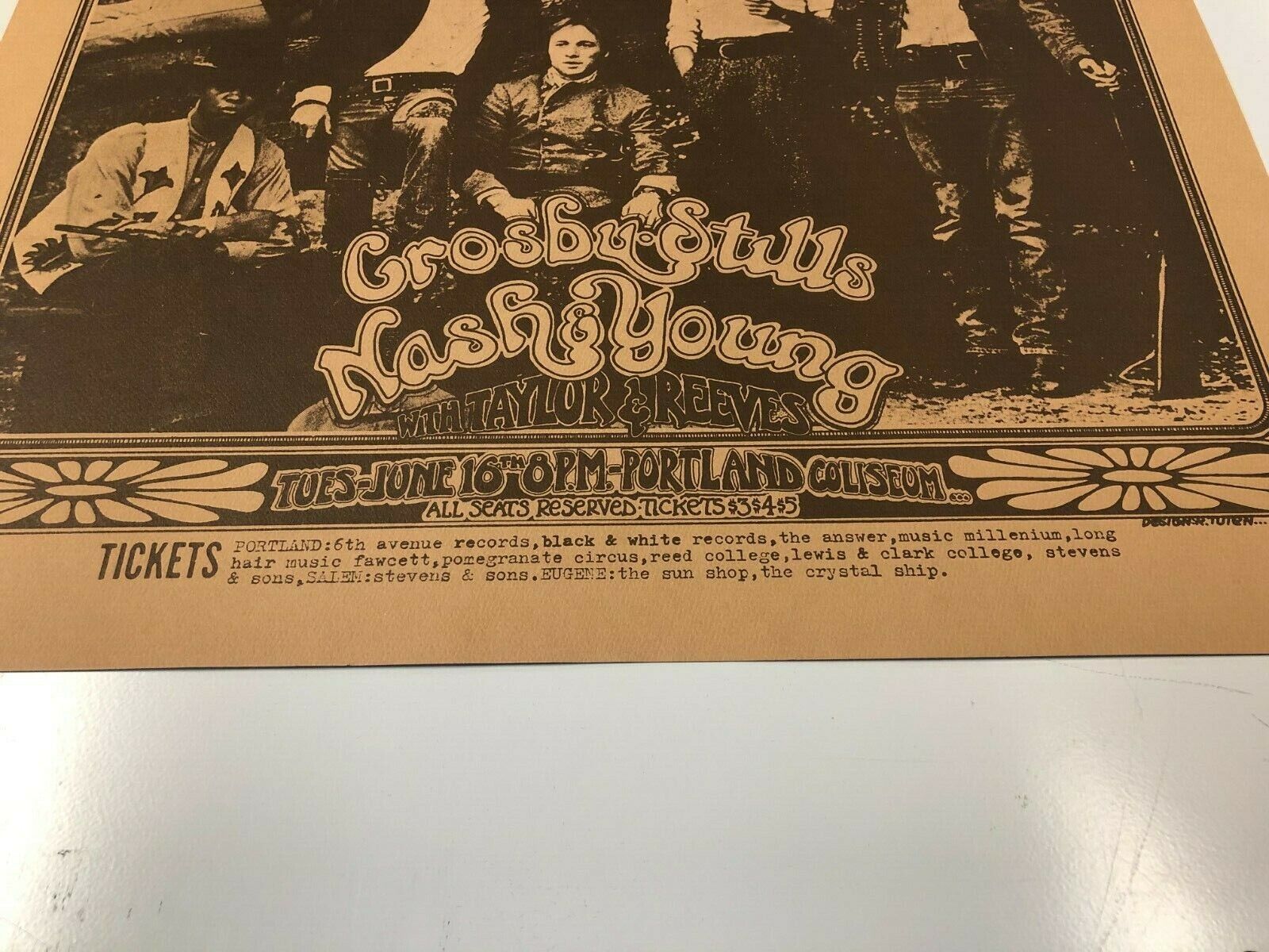 Crosby Stills Nash & Young W/ Taylor & Reeves Randy Tuten Original Rolled Rock