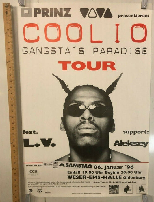 Coolio Gangsta's Paradise Tour 1996 German Poster W/ Aleksey And L.V. Hip Hop