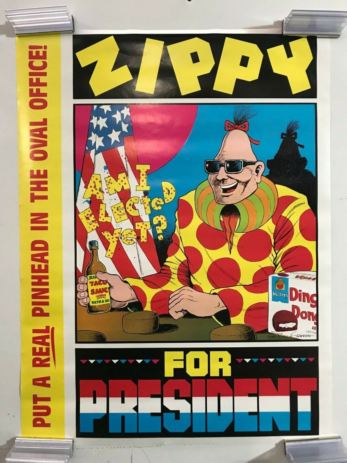 Zippy For President Poster 16 1/2 x 22 70's Pop Culture Pinhead Bill Griffith 