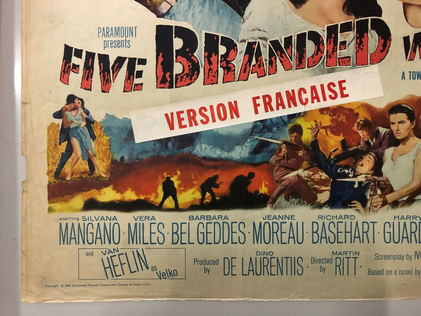 Five Branded Women (Paramount, 1960). Half Sheet (22" X 28"). War French Version