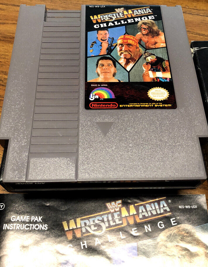 WWF WrestleMania Challenge Nintendo NES Authentic OEM Game Cartridge Box Manual